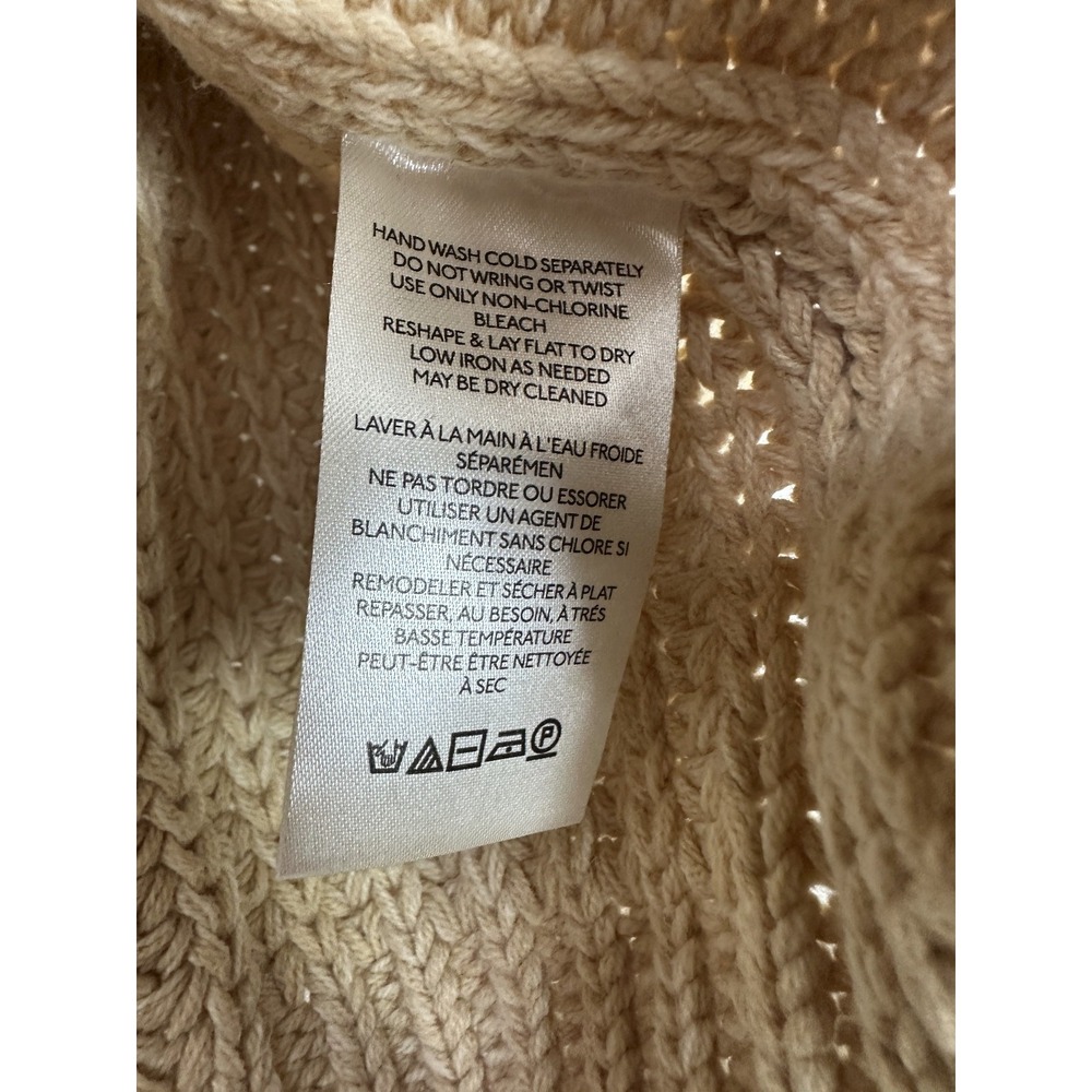 Free People Cropped Pullover Sweater Bell Song Crew Neck Open Knit Tan Small - Picture 9 of 15